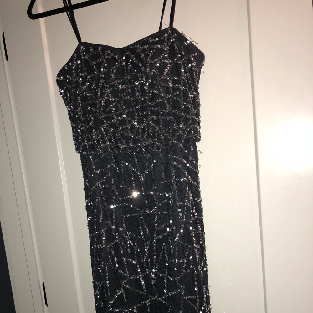 Adrianna Papell strapless sequin maxi dress